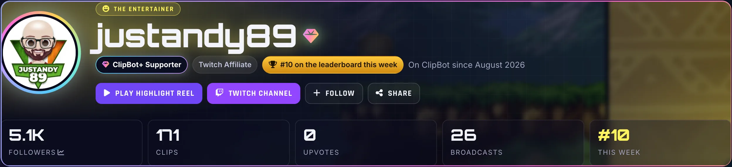 A profile that brings new viewers: ClipBot.gg screenshot